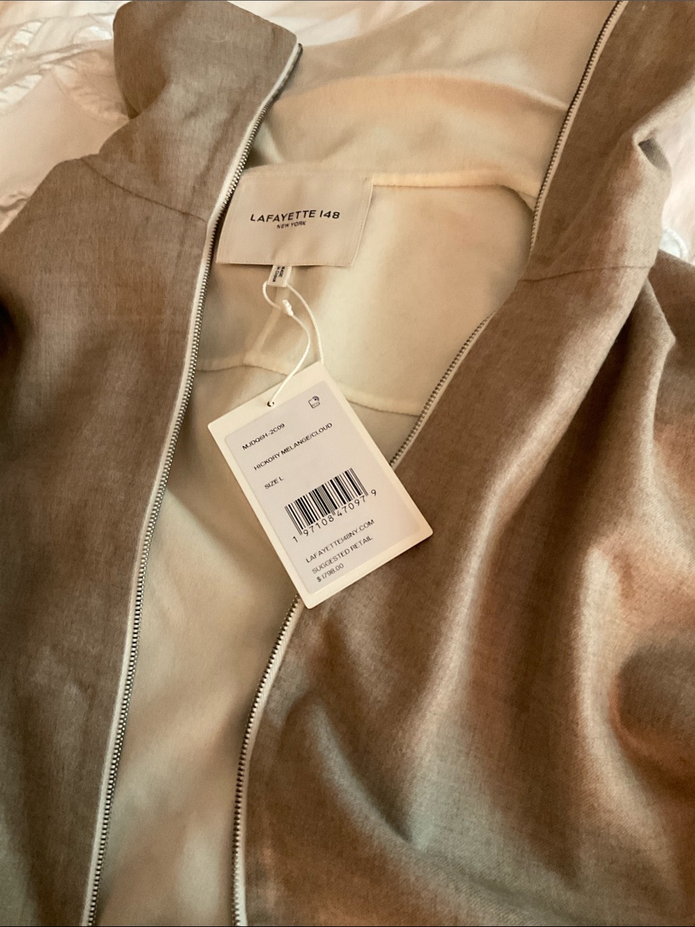 Lafayette 148 New York Wool/Silk Jacket in Hickory Melange/ Cloud - Picture 7 of 10